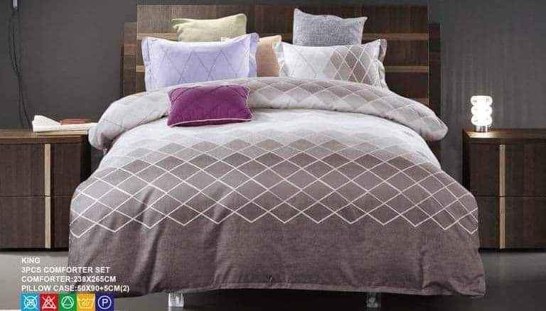 Unique-King Size Geometry Print Comforter Set 3 Pieces