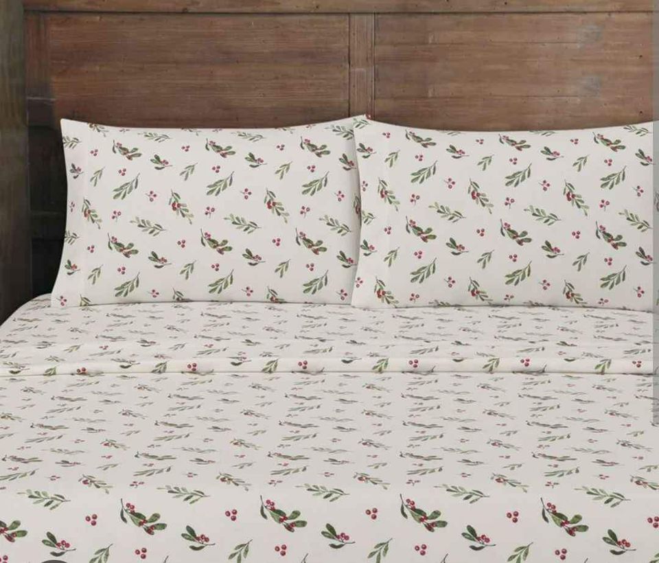 Flannel Bedsheet Set, Warm-Cherry Leaves