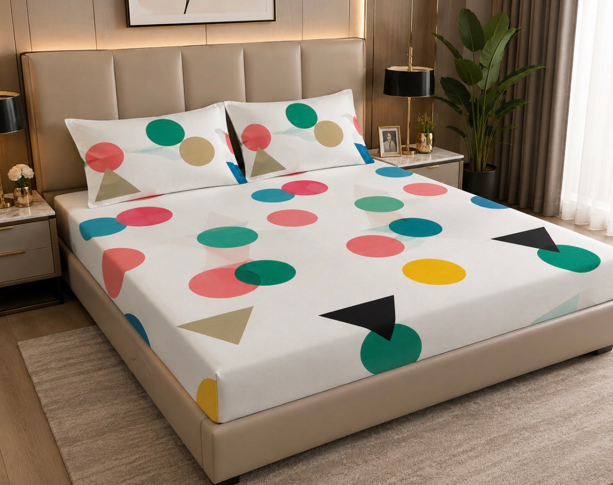 100% Cotton -King Size -Fitted Bedsheet Set (3Pcs)