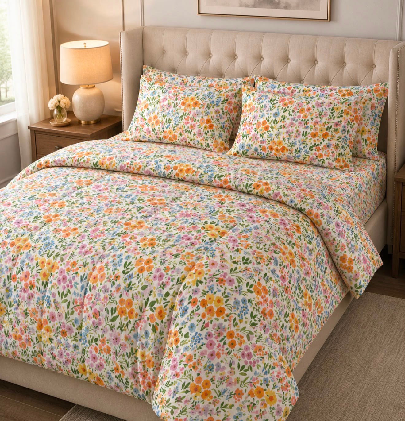 Beautiful 6 Pcs Comforter Set- King