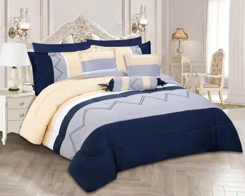 Comforter sets 9 pieces-Navy Geometry