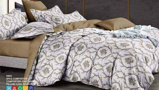 Comforter Set 3 Pieces Set , Antique Gold/Deep Olive -Ultra -Soft Bedding for all season