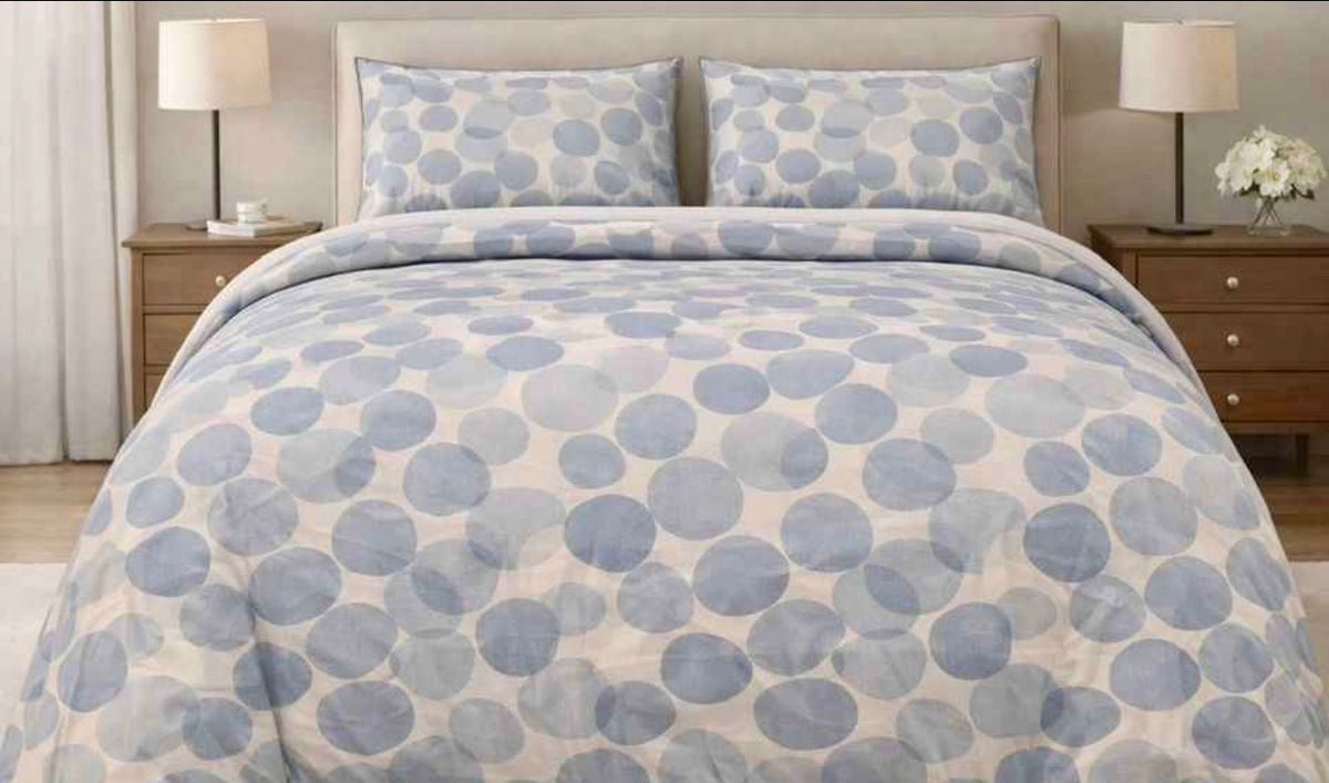 💙 Blue & White Bubble Print Comforter Set