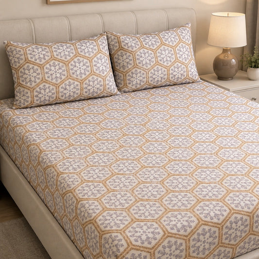 100% Soft Cotton Fitted Sheet Queen Size Colorful Deep Pocket Wrinkle Free Hypoallergenic Bedding Collection-Queen size Bed Sheet