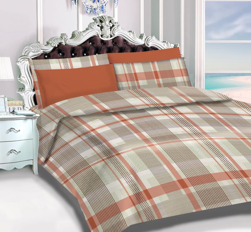 6 Pcs Bedsheet set-Orange Plaid