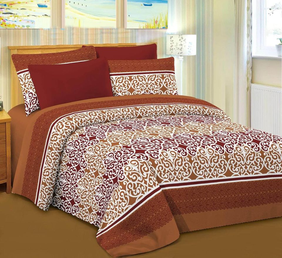 6 Pieces Bedsheet Set-Queen -Brown