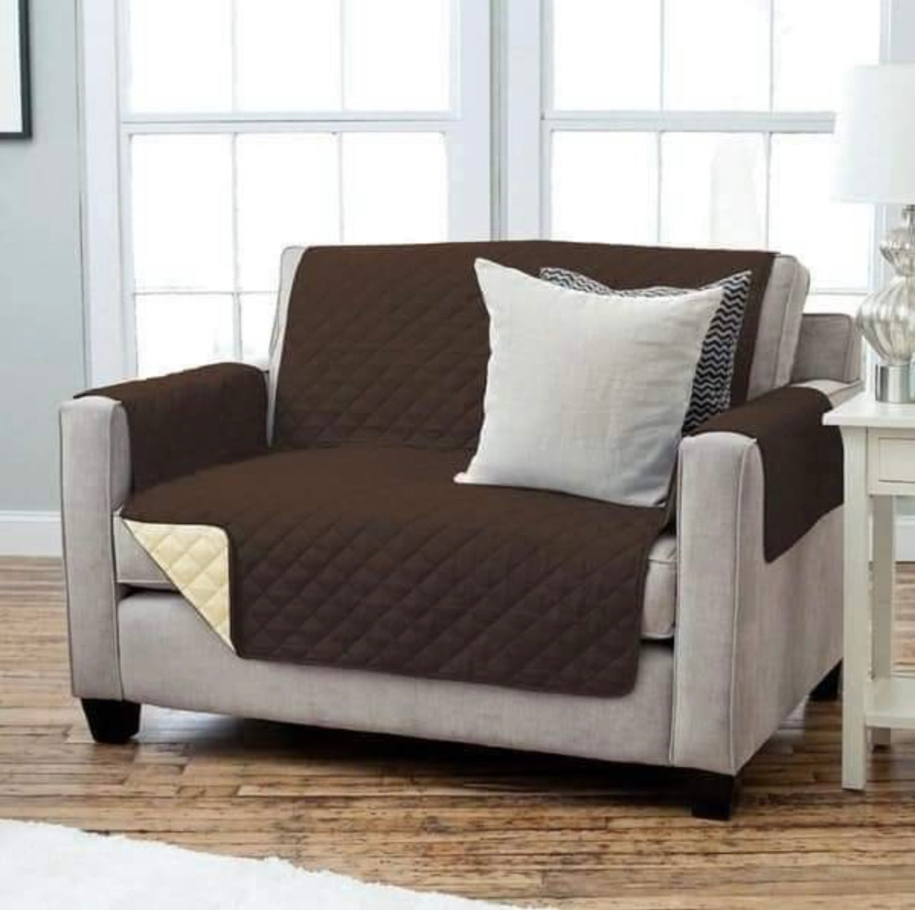 Quilted Sofa Covers-Brown/Beige