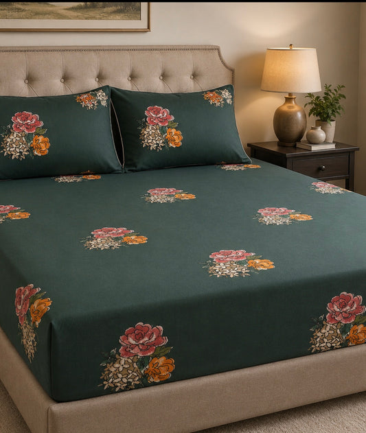 100% Soft Cotton Fitted Sheet Queen Size Colorful Striped Deep Pocket Wrinkle Free Hypoallergenic Bedding Collection-Queen size Bed Sheet