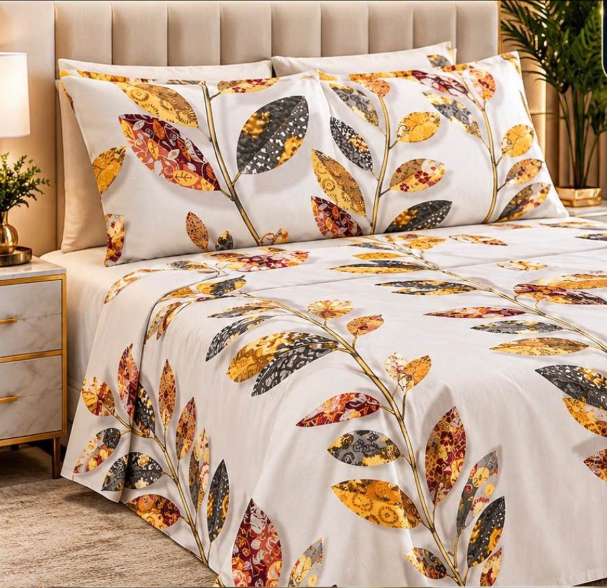 6 pieces Bedsheet set, Autumn leaves