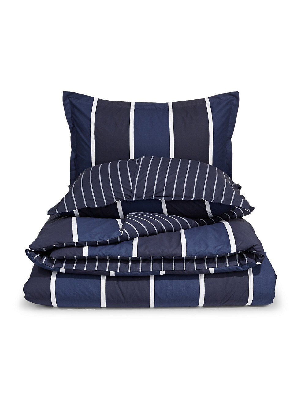 Striped Navy Comforter Set, Queen, Blue and White