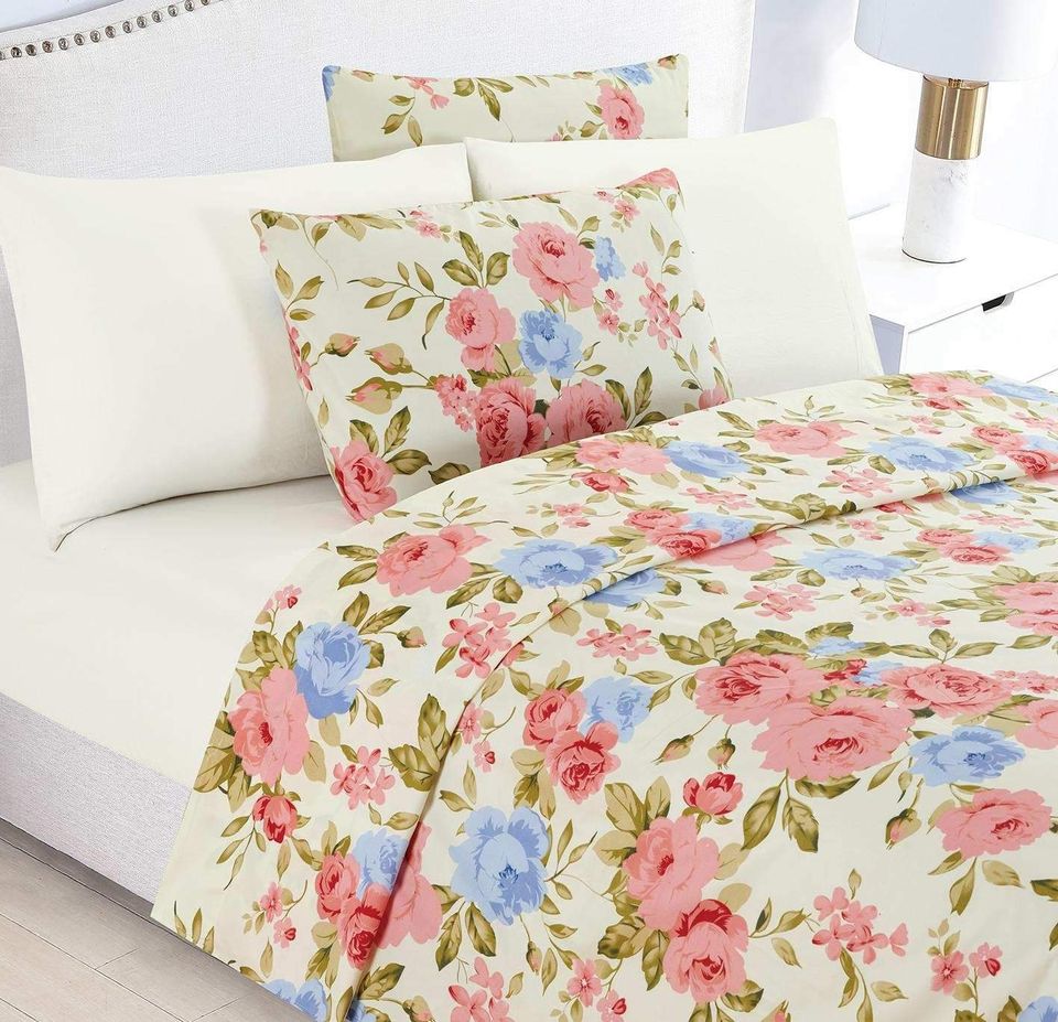 6 Pcs Bedsheet Set -Hotel At Your Home-Light Lemon Floral