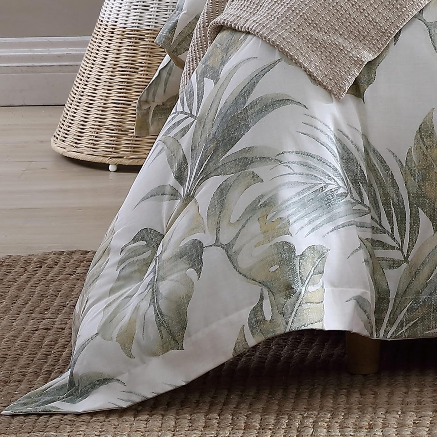 Tropical Leaf Comforter Set - 100% Cotton, Reversible,  Ideal for All Seasons, King, Green