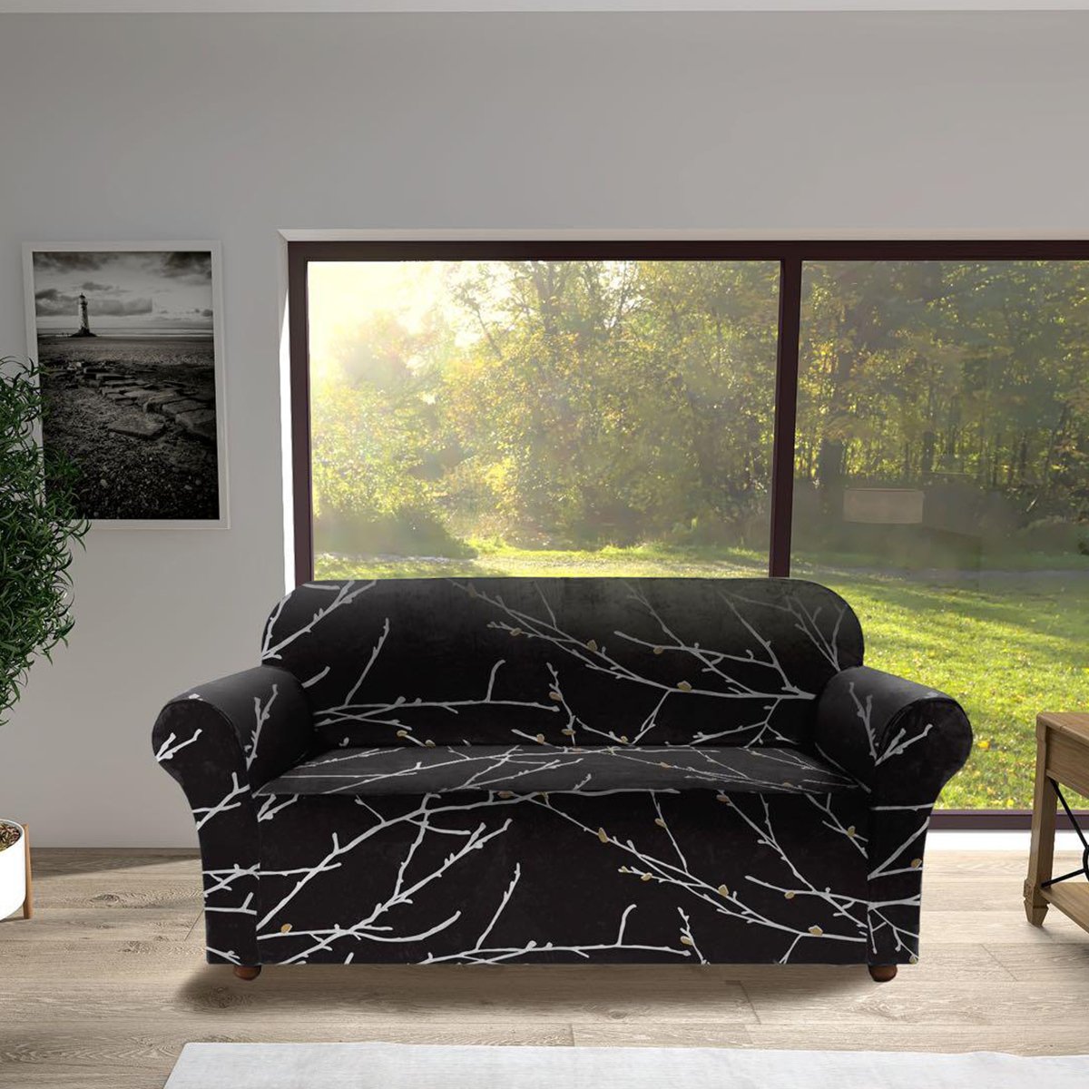 Printed Sofa covers-Black