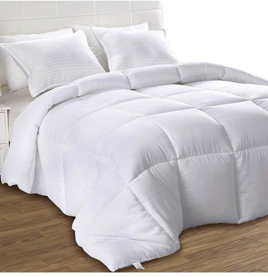 All Season Comforter Breathable Hypoallergenic Reversible Quilted White - Queen (88x88)